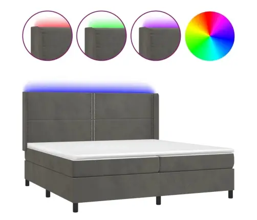 Kontinentaalvoodi Madrats Ja Led, Tumehall, 200X200 cm Samet