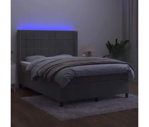 Kontinentaalvoodi Madrats Ja Led, Helehall, 140X190 cm Samet
