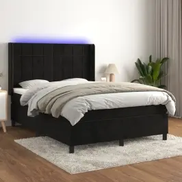 Kontinentaalvoodi Madrats Ja Led, Must, 140X190 cm Samet