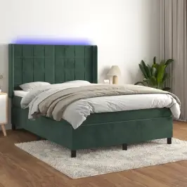 Kontinentaalvoodi Madrats, Led, Tumeroheline, 140X190 cm Samet