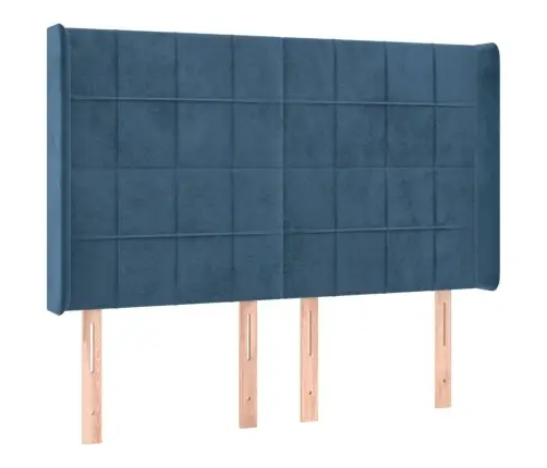 Atsperu Gulta Ar Matraci, Led, Tumši Zils Samts, 140X190 Cm Vidaxl