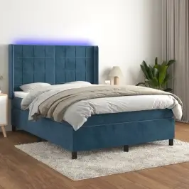Atsperu Gulta Ar Matraci, Led, Tumši Zils Samts, 140X190 Cm Vidaxl Atsperu Gulta Ar Matraci, Led, Tumši Zils Samts, 140X190 Cm Vidaxl