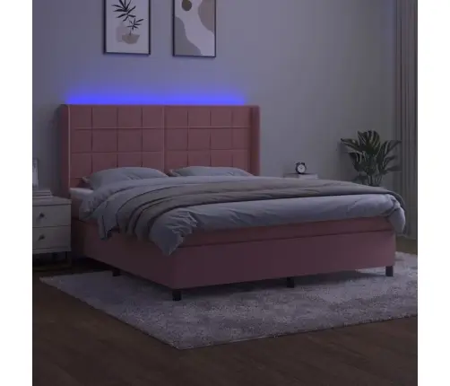 Kontinentaalvoodi Madrats, Led, Roosa, 180X200 cm Samet