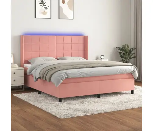 Kontinentaalvoodi Madrats, Led, Roosa, 180X200 cm Samet