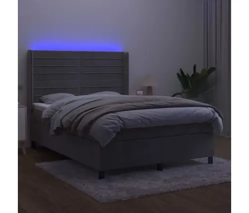 Kontinentaalvoodi Madrats Ja Led, Helehall, 140X190 cm Samet