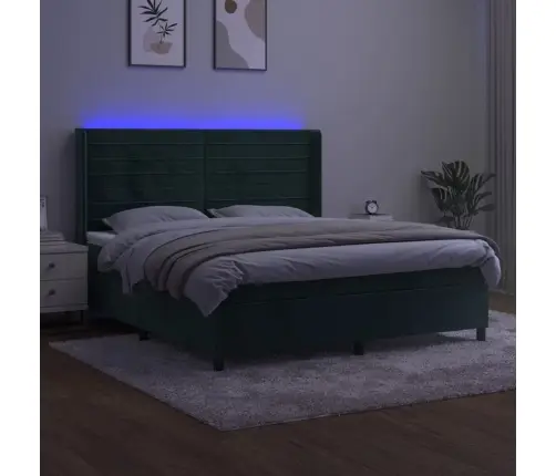 Lova Su Spyruoklėmis/Čiužiniu/Led, Žalia, 180X200cm Aksomas