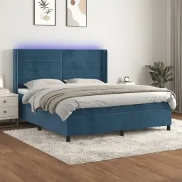 Lova Su Spyruoklėmis/Čiužiniu/Led, Mėlyna, 180X200cm Aksomas Lova Su Spyruoklėmis/Čiužiniu/Led, Mėlyna, 180X200cm Aksomas