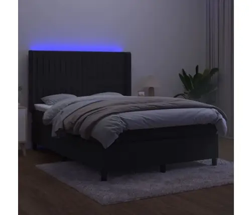 Kontinentaalvoodi Madrats Ja Led, Must, 140X190 cm Samet