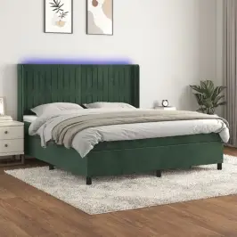 Atsperu Gulta Ar Matraci, Led, Tumši Zaļš Samts, 180X200 Cm Vidaxl Atsperu Gulta Ar Matraci, Led, Tumši Zaļš Samts, 180X200 Cm Vidaxl