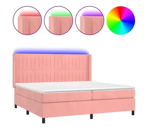 Kontinentaalvoodi Madrats, Led, Roosa, 200X200 cm Samet