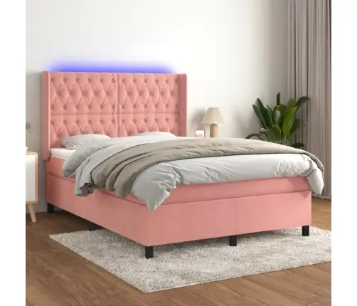 Kontinentaalvoodi Madrats, Led, Roosa, 140X200 cm Samet