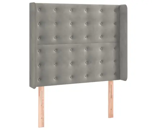 Atsperu Gulta Ar Matraci, Led, Gaiši Pelēks Samts, 100X200 Cm Vidaxl