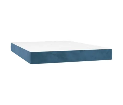 Atsperu Gulta Ar Matraci, Led, Tumši Zils Samts, 140X190 Cm Vidaxl