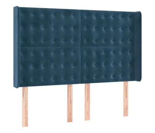Atsperu Gulta Ar Matraci, Led, Tumši Zils Samts, 140X190 Cm Vidaxl