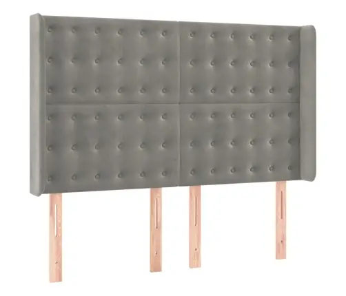 Atsperu Gulta Ar Matraci, Led, Gaiši Pelēks Samts, 140X200 Cm Vidaxl