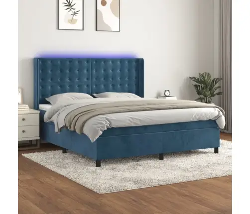 Kontinentaalvoodi Madrats, Led, Tumesinine, 160X200 cm Samet