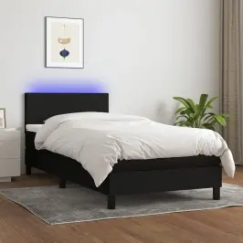Lova Su Spyruoklėmis/Čiužiniu/Led, Juoda, 90X190 cm Audinys