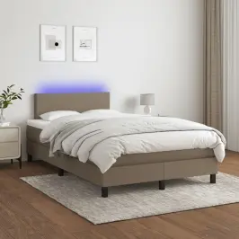 Atsperu Gulta Ar Matraci, Led, Pelēkbrūns Audums, 120X200 Cm Vidaxl