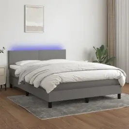 Atsperu Gulta Ar Matraci, Led, Tumši Pelēks Audums, 140X190 Cm Vidaxl