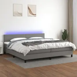 Atsperu Gulta Ar Matraci, Led, Tumši Pelēks Audums, 200X200 Cm Vidaxl Atsperu Gulta Ar Matraci, Led, Tumši Pelēks Audums, 200X200 Cm Vidaxl
