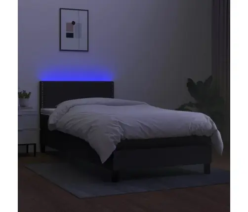 Atsperu Gulta Ar Matraci, Led, Melns Audums, 80X200 Cm Vidaxl