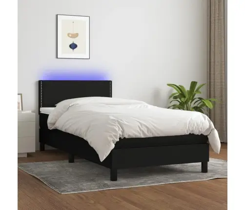Atsperu Gulta Ar Matraci, Led, Melns Audums, 80X200 Cm Vidaxl