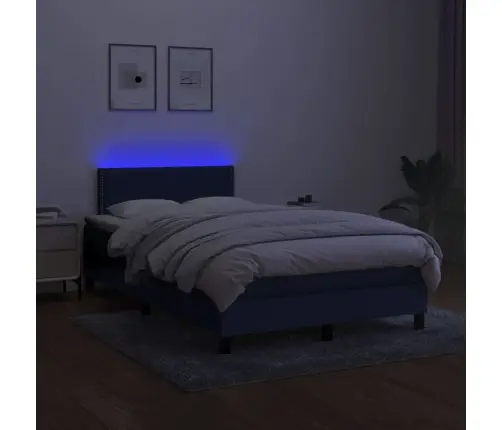 Atsperu Gulta Ar Matraci, Led, Zils Audums, 120X200 Cm Vidaxl Atsperu Gulta Ar Matraci, Led, Zils Audums, 120X200 Cm Vidaxl
