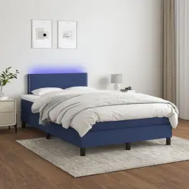 Atsperu Gulta Ar Matraci, Led, Zils Audums, 120X200 Cm Vidaxl Atsperu Gulta Ar Matraci, Led, Zils Audums, 120X200 Cm Vidaxl