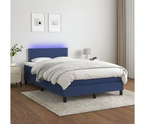 Atsperu Gulta Ar Matraci, Led, Zils Audums, 120X200 Cm Vidaxl Atsperu Gulta Ar Matraci, Led, Zils Audums, 120X200 Cm Vidaxl