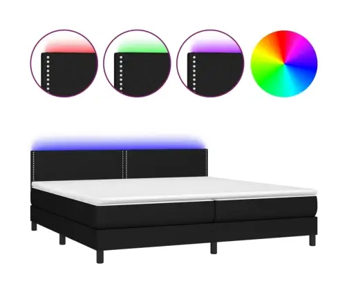 Atsperu Gulta Ar Matraci, Led, Melns Audums, 200X200 Cm Vidaxl