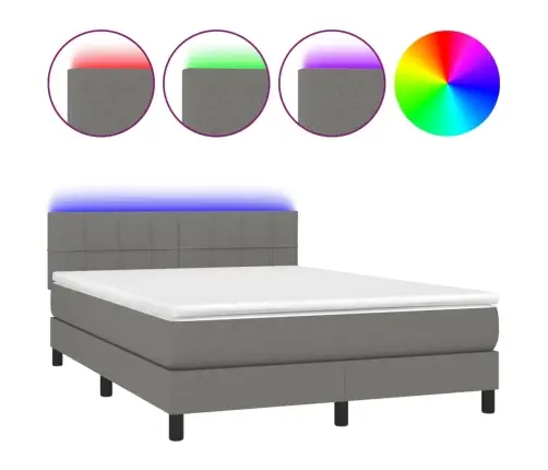 Lova Su Spyruoklėmis/Čiužiniu/Led, Pilka, 140X200 cm Audinys