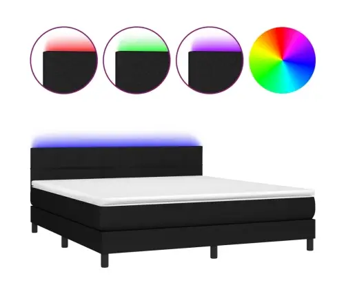 Atsperu Gulta Ar Matraci, Led, Melns Audums, 180X200 Cm Vidaxl