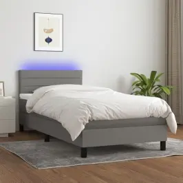 Atsperu Gulta Ar Matraci, Led, Tumši Pelēks Audums, 80X200 Cm Vidaxl