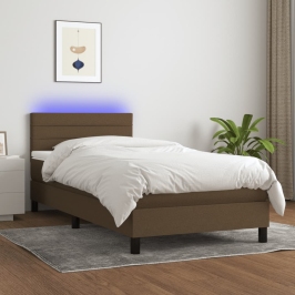 Atsperu Gulta Ar Matraci, Led, Tumši Brūns Audums, 80X200 Cm Vidaxl