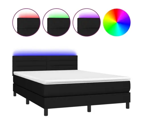 Lova Su Spyruoklėmis/Čiužiniu/Led, Juoda, 140X200 cm Audinys