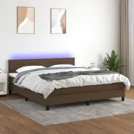 Atsperu Gulta Ar Matraci, Led, Tumši Brūns Audums, 180X200 Cm Vidaxl
