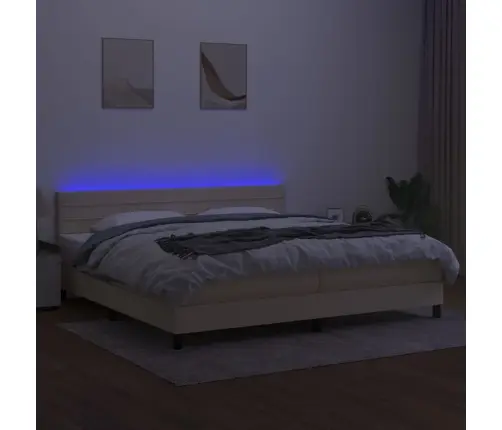 Lova Su Spyruoklėmis/Čiužiniu/Led, Kreminė, 200X200 cm Audinys