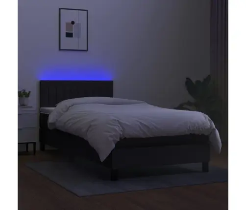 Atsperu Gulta Ar Matraci, Led, Melns Audums, 80X200 Cm Vidaxl