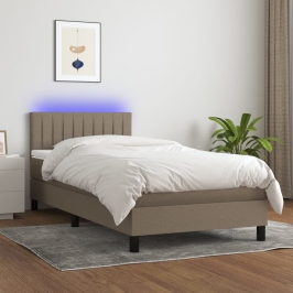 Lova Su Spyruoklėmis/Čiužiniu/Led, Taupe, 90X200 cm Audinys