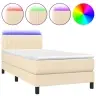 Atsperu Gulta Ar Matraci, Led, Krēmkrāsas Audums, 100X200 Cm Vidaxl