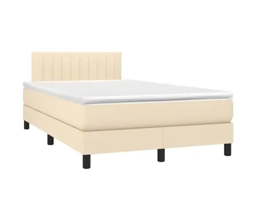 Atsperu Gulta Ar Matraci, Led, Krēmkrāsas Audums, 120X200 Cm Vidaxl