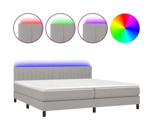 Lova Su Spyruoklėmis/Čiužiniu/Led, Pilka, 200X200 cm Audinys