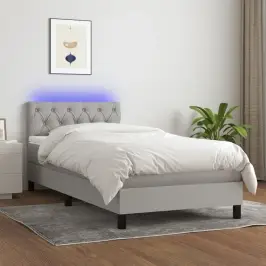 Atsperu Gulta Ar Matraci, Led, Gaiši Pelēks Audums, 80X200 Cm Vidaxl Atsperu Gulta Ar Matraci, Led, Gaiši Pelēks Audums, 80X200 Cm Vidaxl