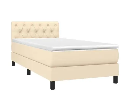 Atsperu Gulta Ar Matraci, Led, Krēmkrāsas Audums, 80X200 Cm Vidaxl