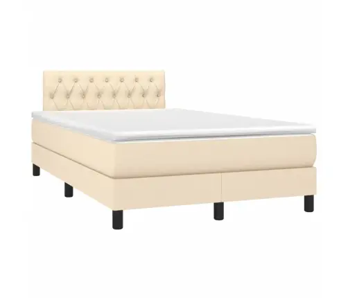 Atsperu Gulta Ar Matraci, Led, Krēmkrāsas Audums, 120X200 Cm Vidaxl