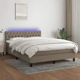 Lova Su Spyruoklėmis/Čiužiniu/Led, Taupe, 140X190 cm Audinys Lova Su Spyruoklėmis/Čiužiniu/Led, Taupe, 140X190 cm Audinys