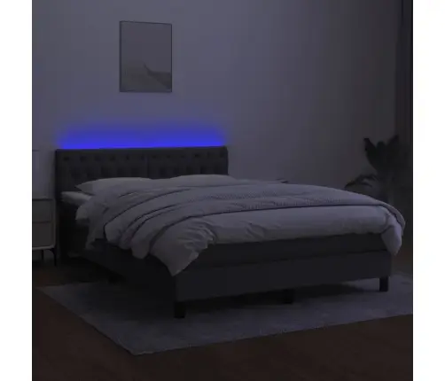 Lova Su Spyruoklėmis/Čiužiniu/Led, Pilka, 140X200 cm Audinys