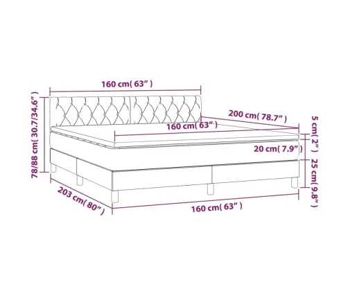 Atsperu Gulta Ar Matraci, Led, Melns Audums, 160X200 Cm Vidaxl Atsperu Gulta Ar Matraci, Led, Melns Audums, 160X200 Cm Vidaxl