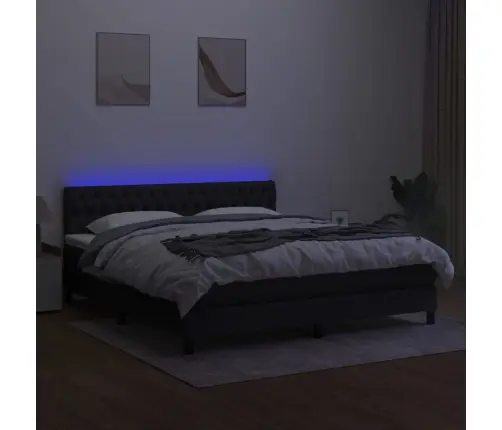 Lova Su Spyruoklėmis/Čiužiniu/Led, Juoda, 180X200 cm Audinys