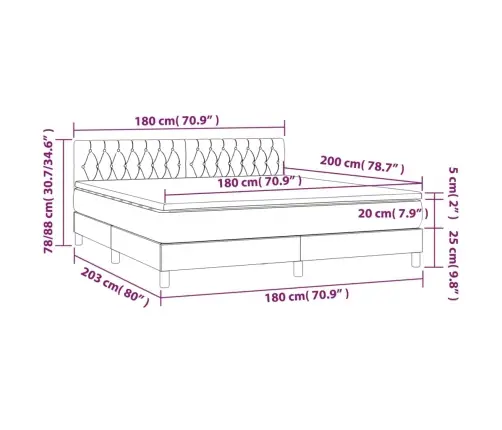 Atsperu Gulta Ar Matraci, Led, Zils Audums, 180X200 Cm Vidaxl